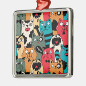 猫の群れ メタルオーナメント (左)