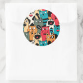 猫の群れ ラウンドシール (バッグ)