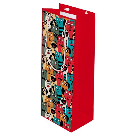 猫の群れ ワインギフトバッグ (正面アングル)