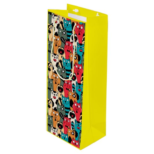 猫の群れ ワインギフトバッグ (正面アングル)