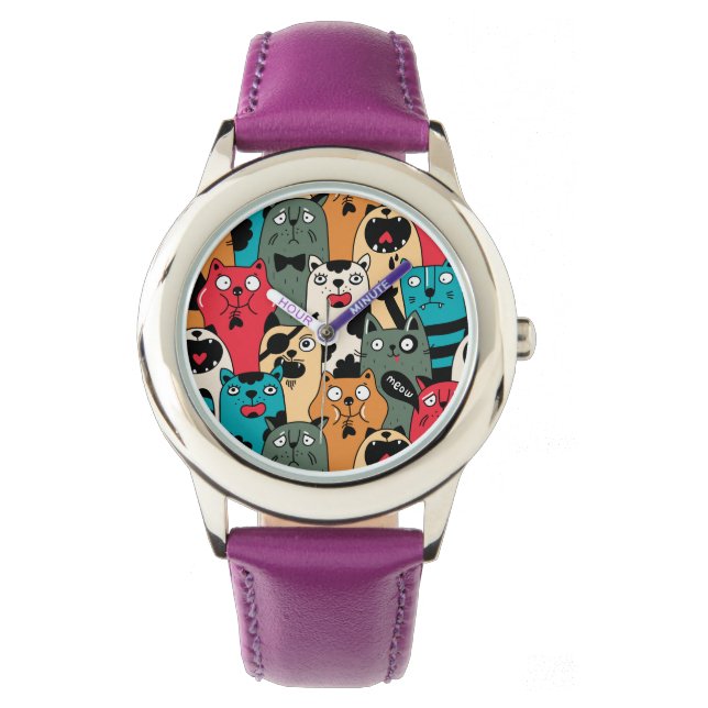 猫の群れ 腕時計 (正面)