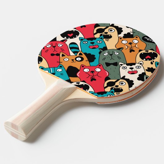 猫の群集 卓球ラケット (正面アングル)
