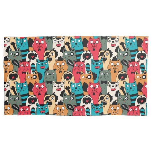 猫の群集 枕カバー (正面)