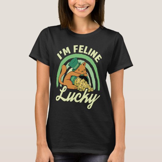猫の聖パトリックの日 私は猫のように幸運 Tシャツ (正面)