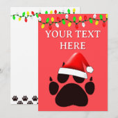 猫の肉球のクリスマスサンタ帽のイルミネーション シーズンカード (正面/裏面)
