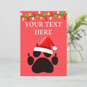 猫の肉球のクリスマスサンタ帽のイルミネーション シーズンカード (スタンド正面)