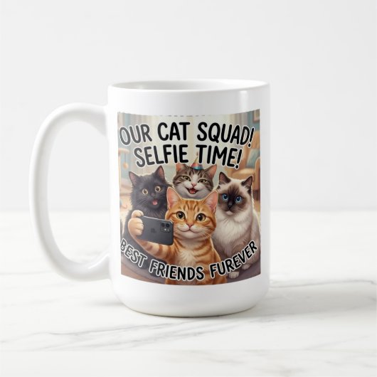 猫の自撮りマグカップ コーヒーマグカップ (左)