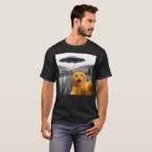 猫の自撮り エイリアンUFO 楽しい猫用 Tシャツ (正面フル)
