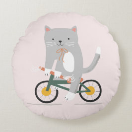 猫の自転車のクッション ラウンドクッション