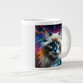 猫の色の爆発背景のラグドール品種 ジャンボコーヒーマグカップ (正面右)