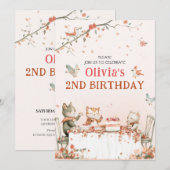 猫の花びらパーティー 招待状 (正面/裏面)