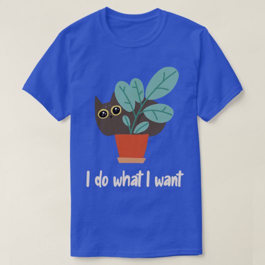猫の花ポットボホスタイル Tシャツ (デザイン正面)