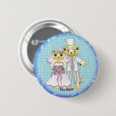 猫の花嫁と花婿のカスタムネームピンバッジ 缶バッジ (正面&裏面)