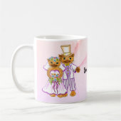 猫の花嫁と花婿のマグカップ コーヒーマグカップ (左)