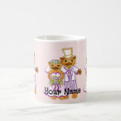 猫の花嫁と花婿の結婚式マグカップ コーヒーマグカップ (中央)