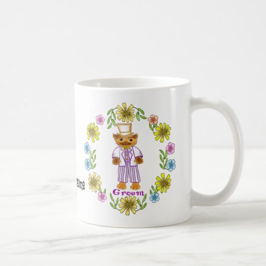 猫の花嫁と花婿の結婚式マグカップ コーヒーマグカップ (右)