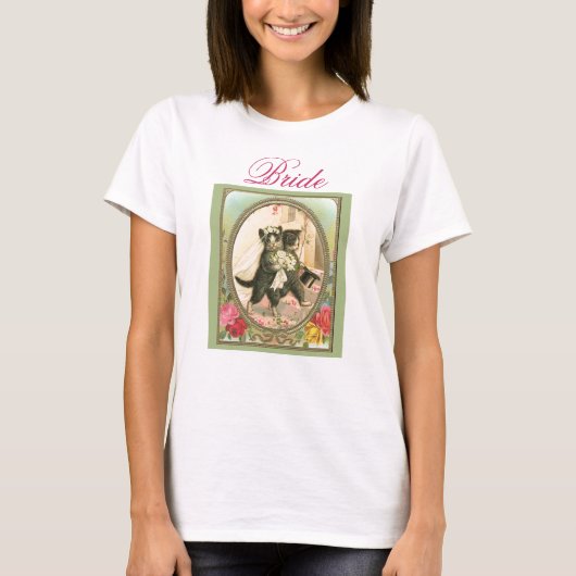 猫の花嫁と花婿の結婚式 Tシャツ (正面)