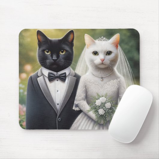 猫の花嫁と花婿 マウスパッド (マウス)