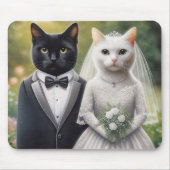 猫の花嫁と花婿 マウスパッド (正面)