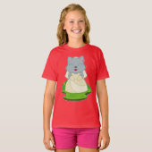 猫の花嫁のヴェールと結婚式 Tシャツ (正面フル)