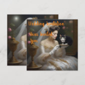 猫の花嫁の油彩画 招待状 (正面/裏面)