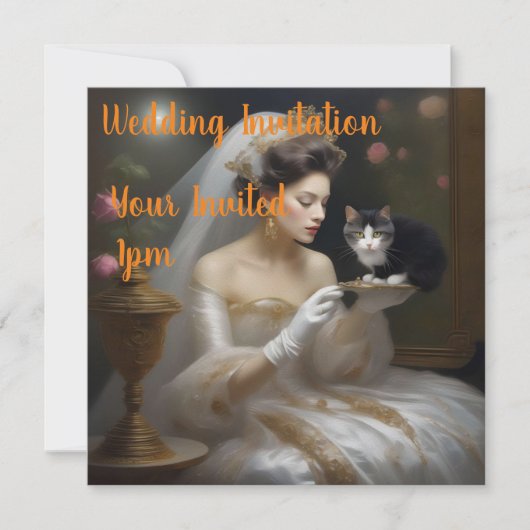 猫の花嫁の油彩画 招待状 (正面)