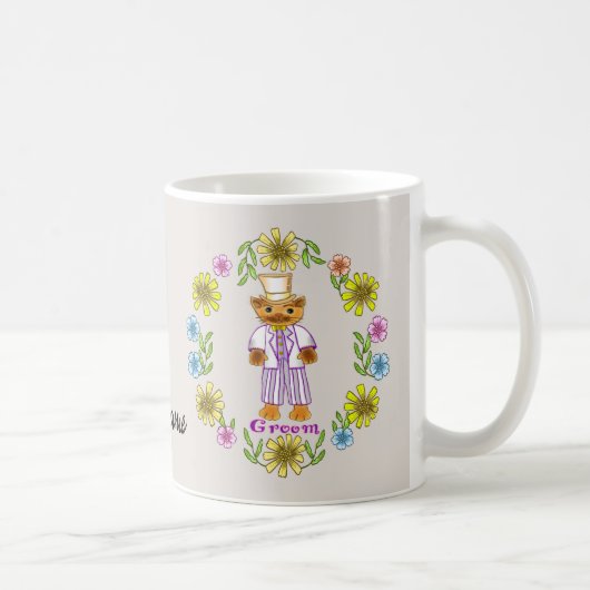 猫の花嫁 花婿 ウェディングマグ コーヒーマグカップ (右)