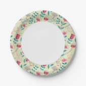 猫の花柄 ペーパープレート (正面)