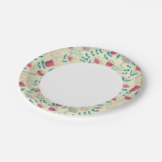 猫の花柄 ペーパープレート (アングル)