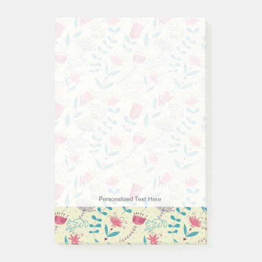 猫の花柄 ポストイット (正面)