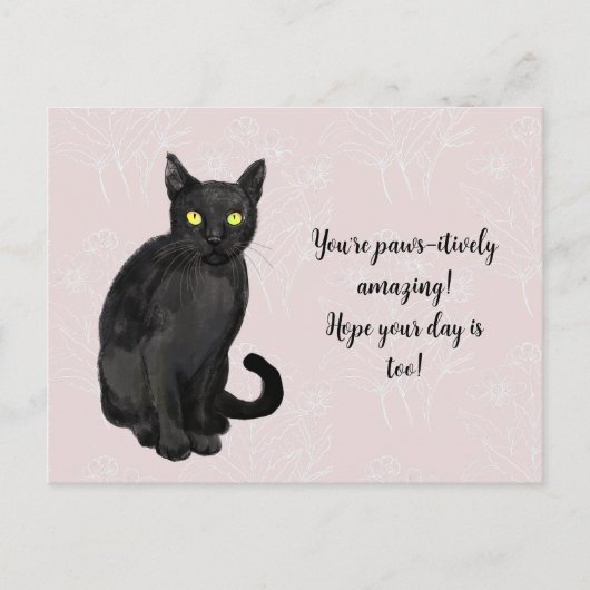 猫の花背景 ポストカード (正面)