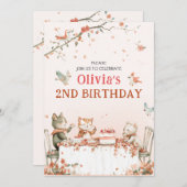 猫の花見パーティーへの招待 招待状 (正面/裏面)