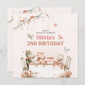 猫の花見パーティー招待状 招待状 (正面/裏面)