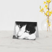 猫の芸術のメッセージカード カード (黄色い花)