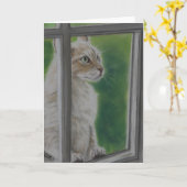 猫の芸術の挨拶状"の"私を許可して下さい カード (黄色い花)