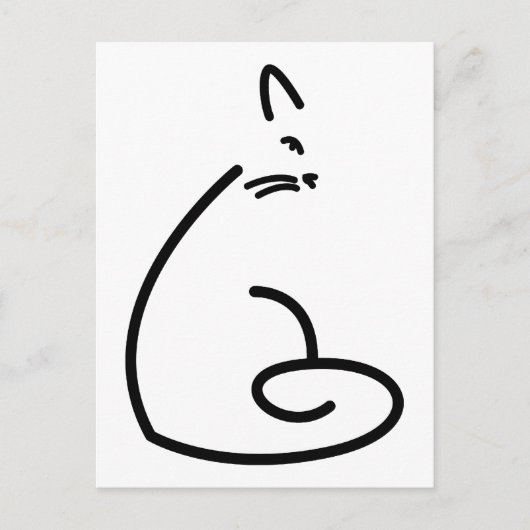 猫の芸術的渦巻形のシルエット ポストカード (正面)