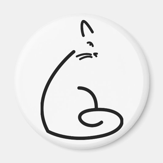 猫の芸術的渦巻形のシルエット マグネット (正面)