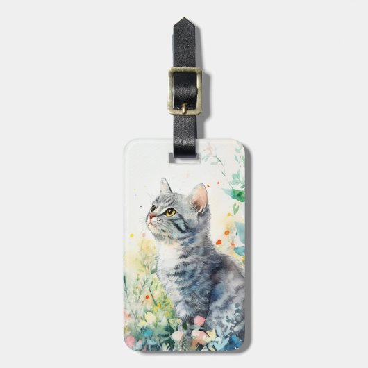猫の荷物タグ ラゲッジタグ (正面縦)