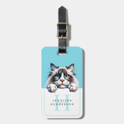 猫の荷物タグ ラゲッジタグ (正面縦)