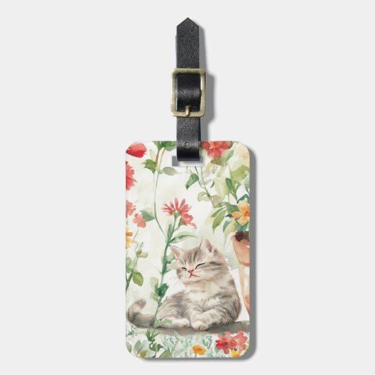 猫の荷物タグ ラゲッジタグ (正面縦)