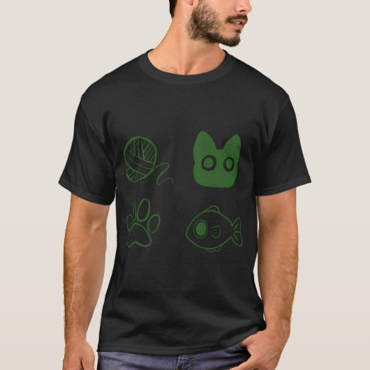 猫の落書きテーマ Tシャツ (正面)