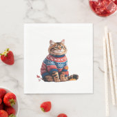 猫の葉の秋の挨拶 面白い猫子好き スタンダードランチョンナプキン (インサイチュ)