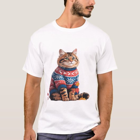 猫の葉の秋の挨 Tシャツ (正面)