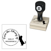 猫の蔵書票を名前のライブラリからスクラッチ ラバースタンプ (押印)