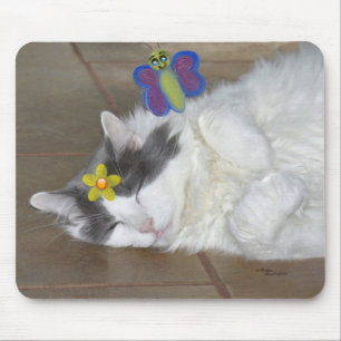 猫の蝶花のマウスパッド マウスパッド