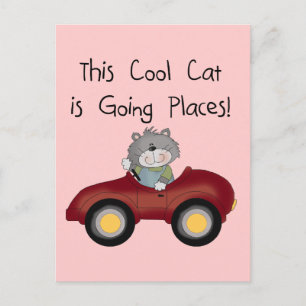猫の行く場所赤い車のTシャツおよびギフト ポストカード
