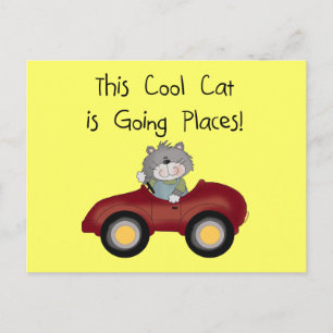 猫の行く場所赤い車のTシャツおよびギフト ポストカード