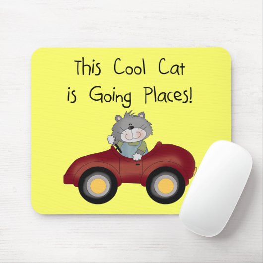 猫の行く場所赤い車のTシャツおよびギフト マウスパッド (マウス)