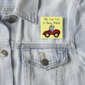 猫の行く場所赤い車のTシャツおよびギフト 缶バッジ (インサイチュ)