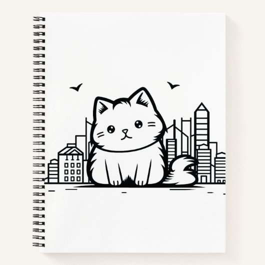 猫の街並み毛皮かわいいベクターグラフィック ノートブック (正面)